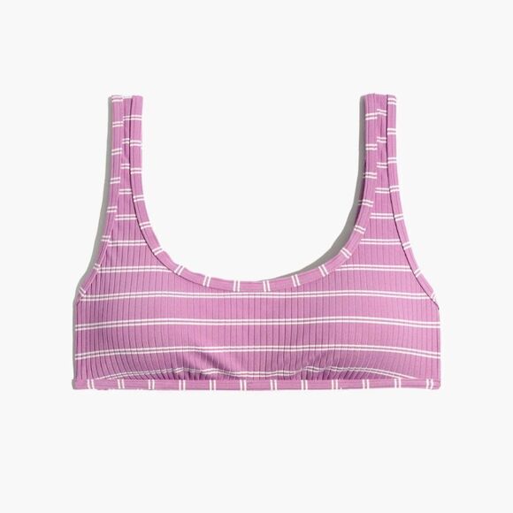 Women's New With Tags Size Small Madewell Ribbed‎ Pullover Striped Bikini Top - Picture 1 of 13